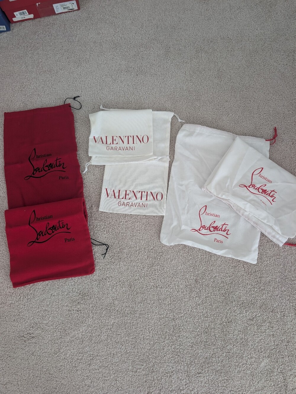 Christian Louboutin & Valentino Garavani Luxury Dust Bag Set - Red and White